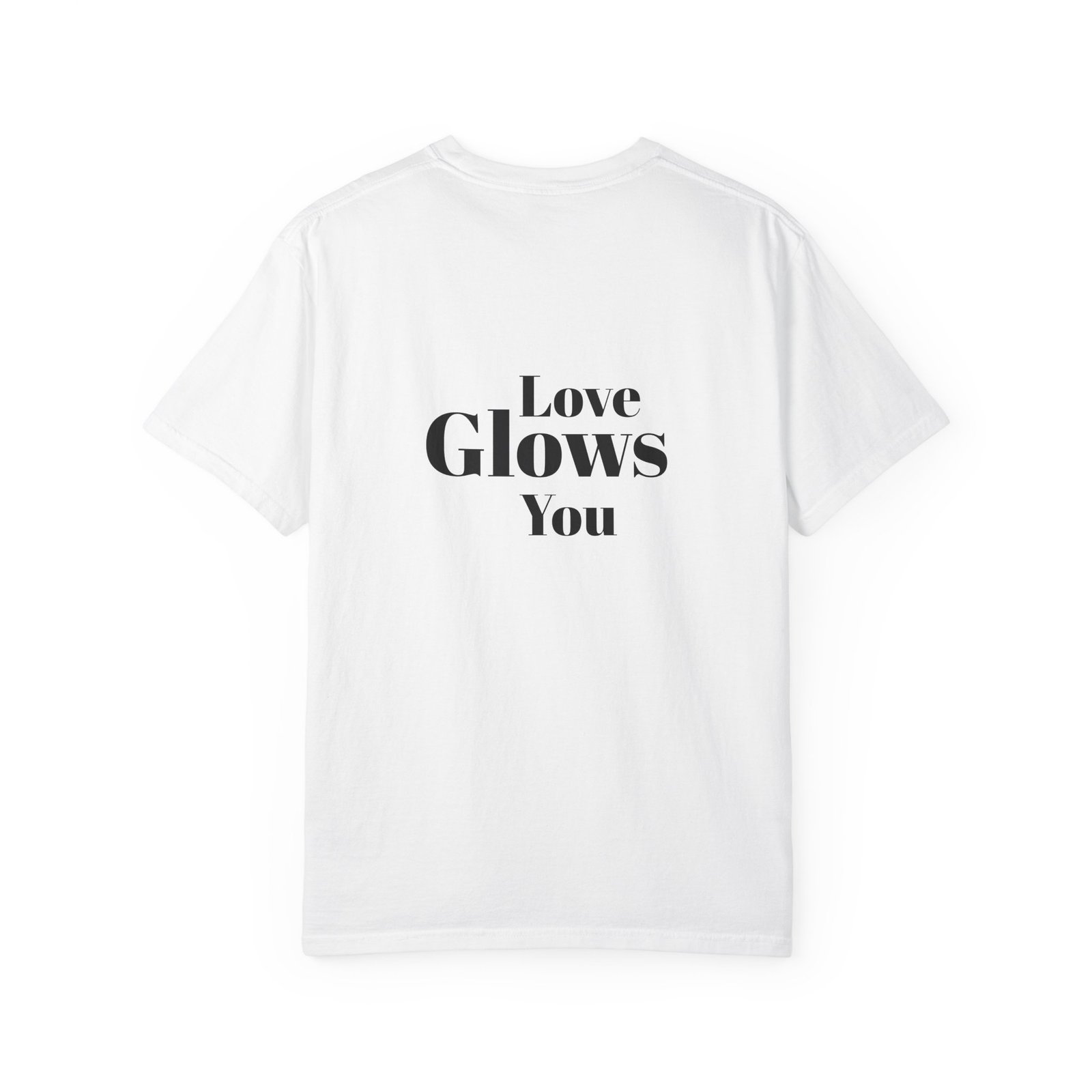Love Glows heart triangle T-Shirt | 'Glows' graphic tee - Image 2